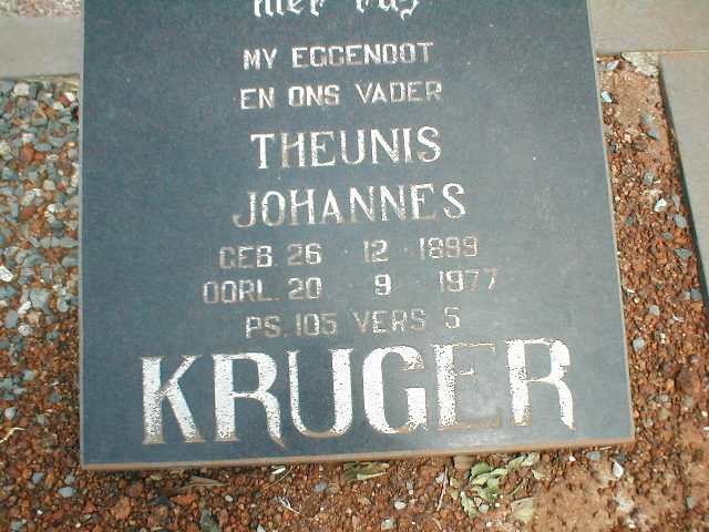 KRUGER Theunis Johannes 1889-1977