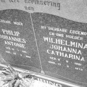 MEIRING Philip Johannes Antonie 1915-1982 &amp; Wilhelmina Johanna Catharina