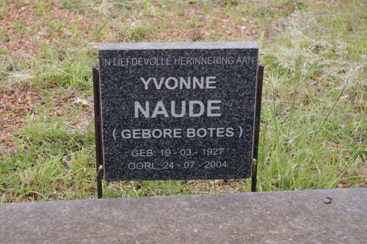 NAUDE Yvonne nee BOTES 1927-2004