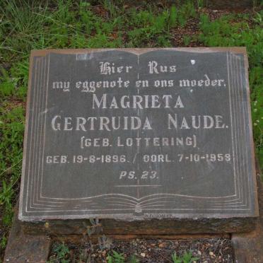 NAUDE Magrieta Gertruida nee LOTTERING 1896-1958