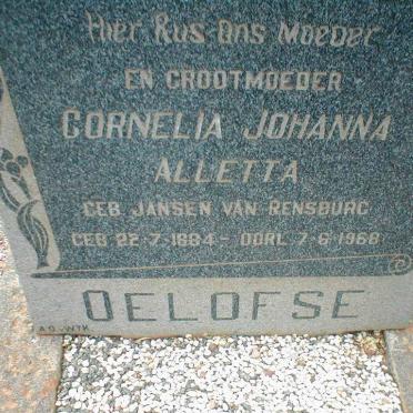 OELOFSE Cornelia Johanna Alletta geb. JANSEN VAN RENSBURG 1884-1968
