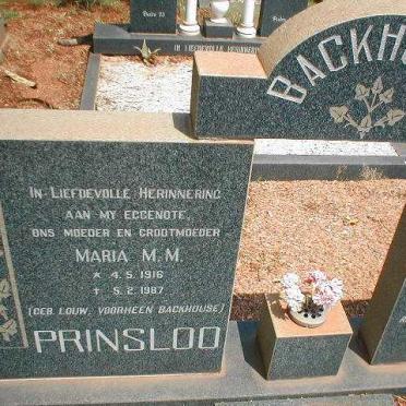 PRINSLOO Maria M.M. voorheen BACKHOUSE  geb. LOUW 1918-1987