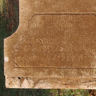 ROOYEN Barend Petrus Franscouis, v. 1906-1927