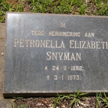 SNYMAN Petronella Elizabeth 1892-1973