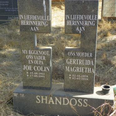 SHANDOSS Joe Colin 1911-1991 & Gertruida Magrietha 1938-2018