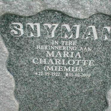 SNYMAN Maria Charlotte 1922-2000