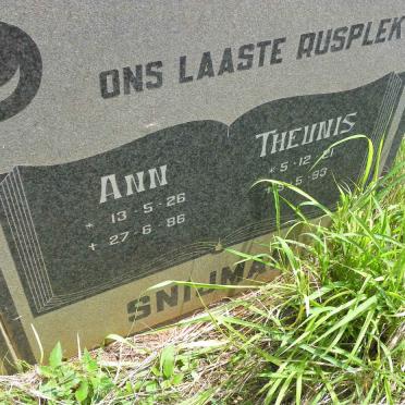 SNIJMAN Theunis 1921-1986 &amp; Ann 1926-1986