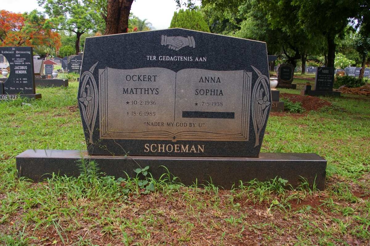 SCHOEMAN Ockert Matthys 1936-1985 &amp; Anna Sophia 1938-