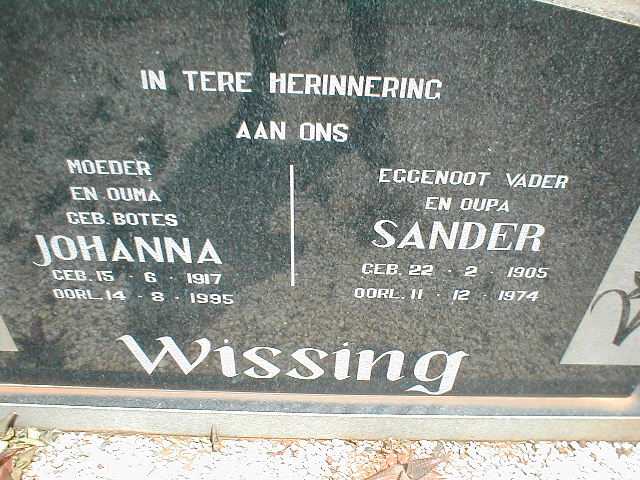 WISSING Sander 1905-1974 &amp; Johanna BOTES 1917-1995