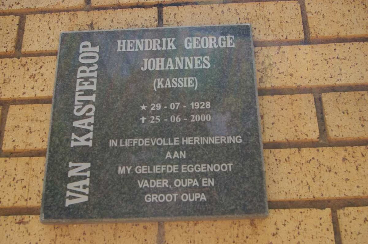 KASTEROP Hendrik George Johannes, van 1928-2000