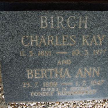 BIRCH Charles Kay 1891-1977 &amp; Bertha Ann 1889-1947