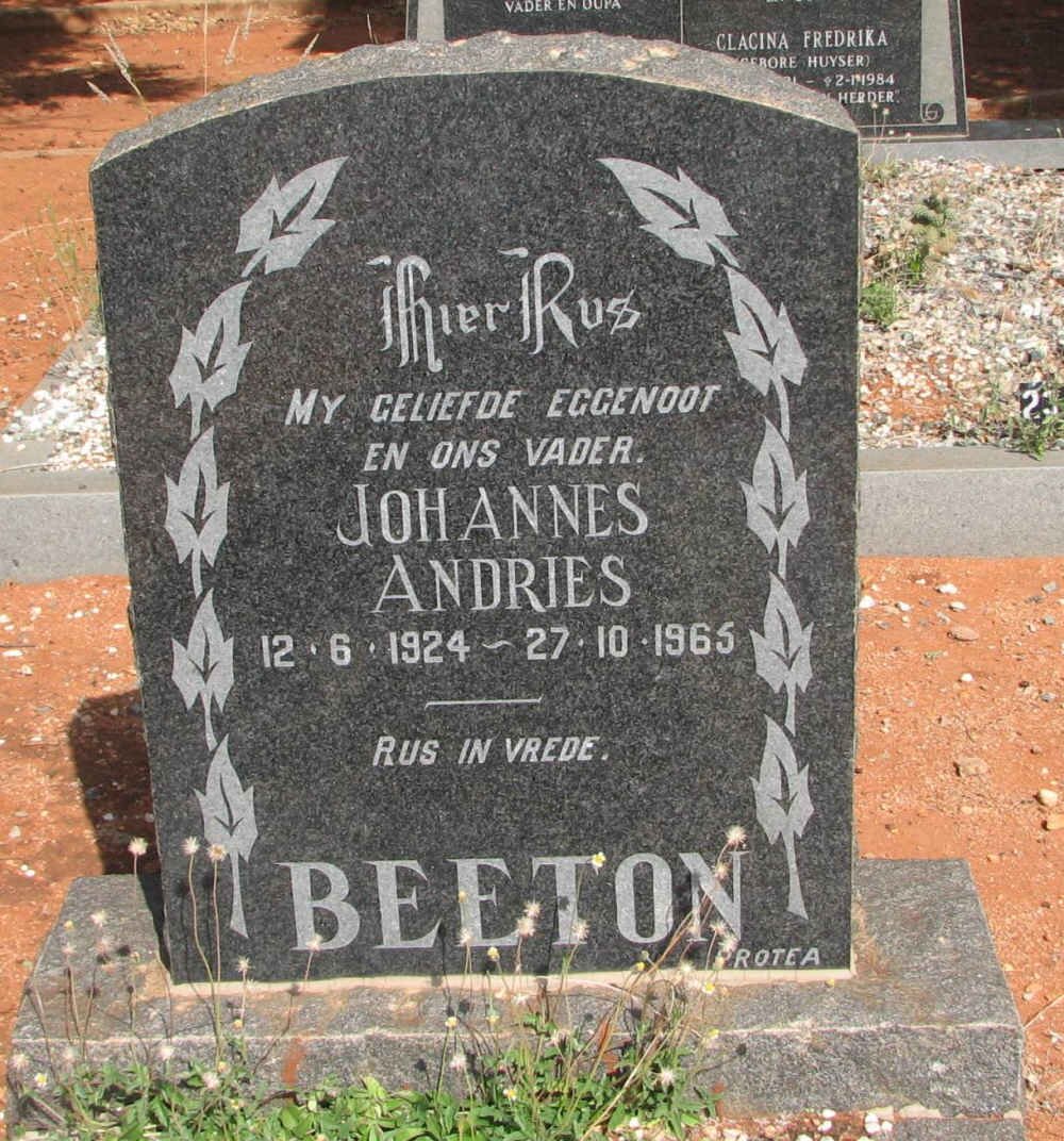 BEETON Johannes Andries 1924-1965