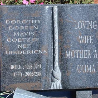 COETZEE Dorothy Doreen Mavis nee DIEDERICKS 1923-2005