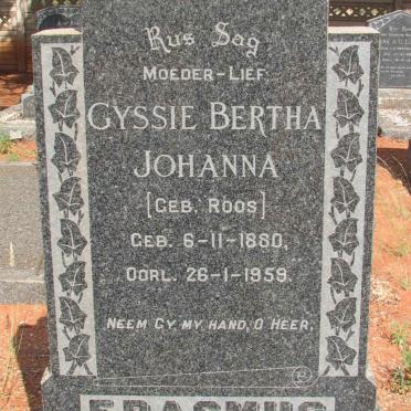 ERASMUS Gyssie Bertha Johanna nee Roos 1880-1959