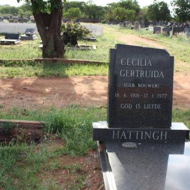 HATTINGH Cecilia Gertruida nee BOUWER 1921-1977