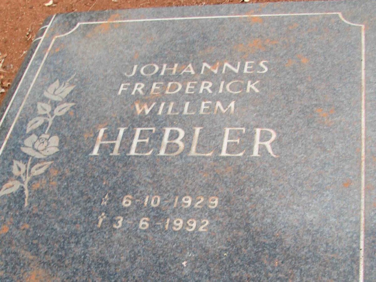 HEBLER Johannes Frederick Willem 1929-1992