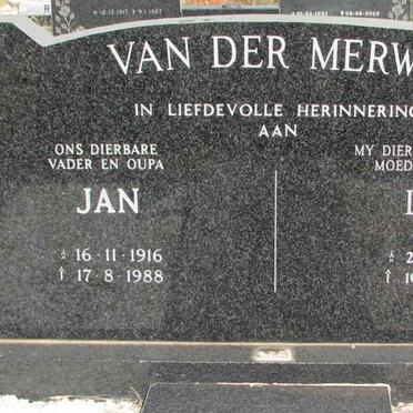 MERWE Jan, van der 1916-1988 &amp; Day 1927-1987