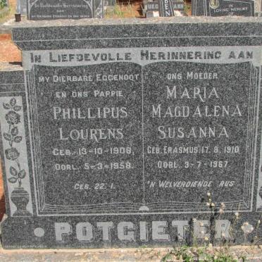 POTGIETER Phillipus Lourens 1908-1958 &amp; Maria Magdalena Susanna ERASMUS 1910-1967