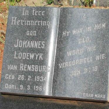 RENSBURG Johannes Lodewyk, van 1934-1964