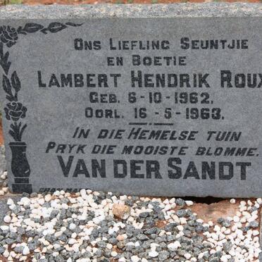 SANDT Lambert Hendrik Roux, van der 1962-1963