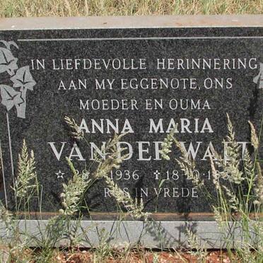 WALT Anna Maria, van der 1936-198?