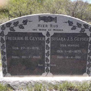 GEYSER Frederik H. 1876-1942 &amp; Susara J.S. VENTER 1879-1951