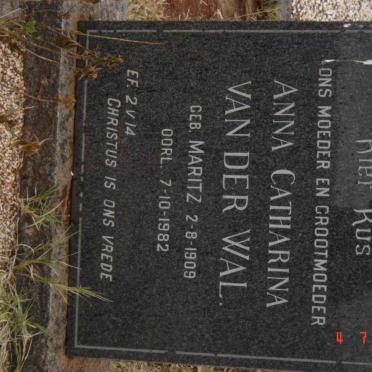 WAL Anna Catharina, van der nee MARITZ 1909-1982