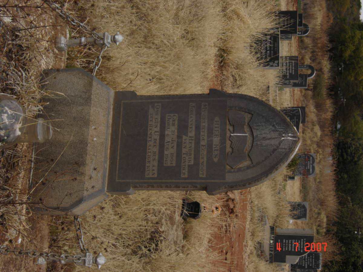 TONDER Johannes Hendrik, van 1904-1942