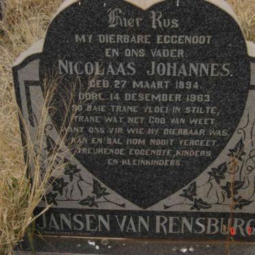RENSBURG Nicolaas Johannes, Jansen van 1894-1963