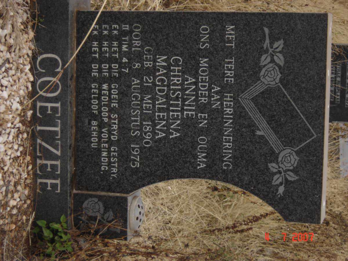 COETZEE Annie Christiena Magdalena 1890-1975