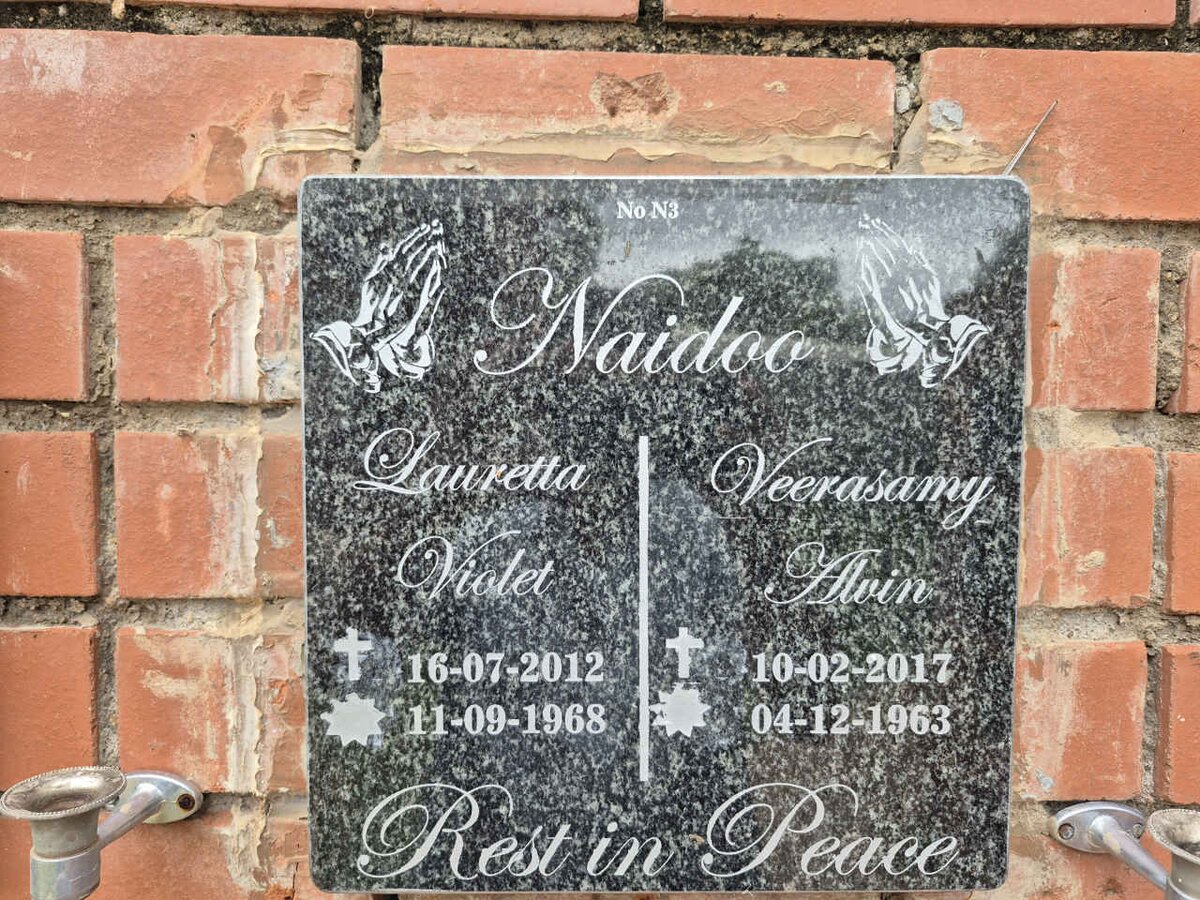 NAIDOO Veerasamy Alvin 1917-1963 & Lauretta Violet 1912-1968