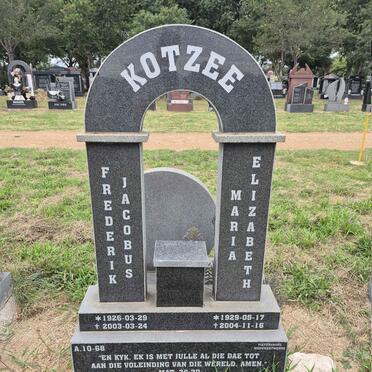 KOTZEE Frederik Jacobus 1926-2003 & Maria Elizabeth 1929-2004