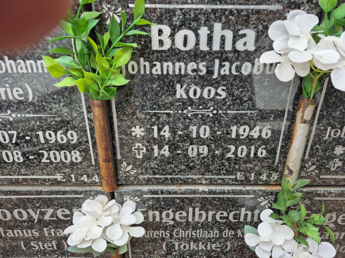 BOTHA Johannes Jacobus 1946-2016 