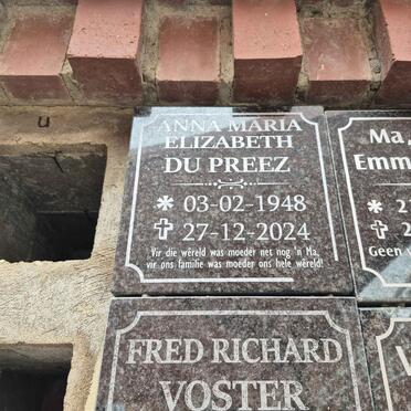 PREEZ Anna Maria Elizabeth, du 1948-2024