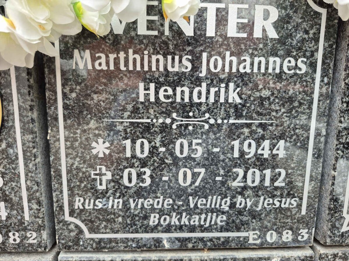 VENTER Marthinus Johannes Hendrik 1944-2012
