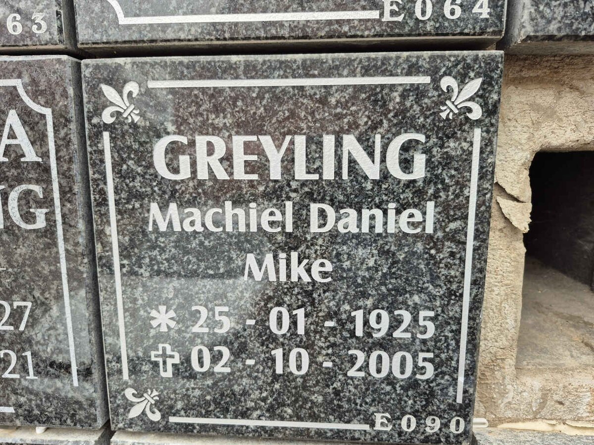 GREYLING Machiel Daniel 1925-2005 