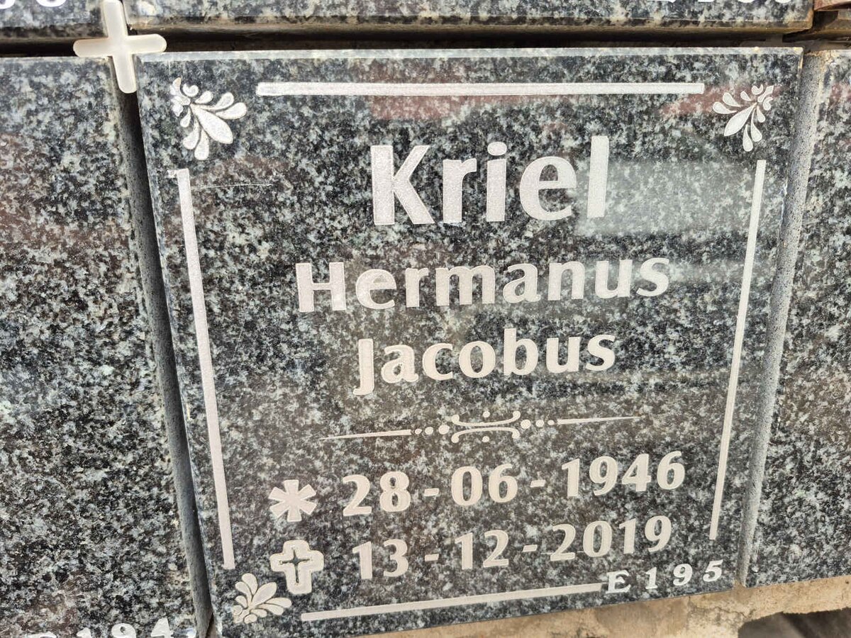 KRIEL Hermanus Jacobus 1946-2019