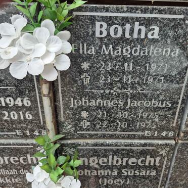 BOTHA Ella Magdalena 1971-1971 :: Johannes Jacobus 1975-1975