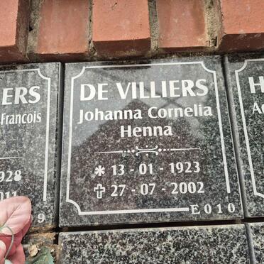 VILLIERS Johanna Cornelia Henna, de 1923-2002