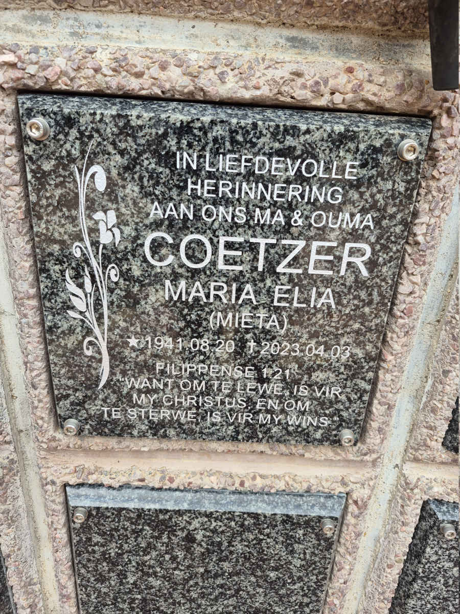 COETZER Maria Elia 1941-2023