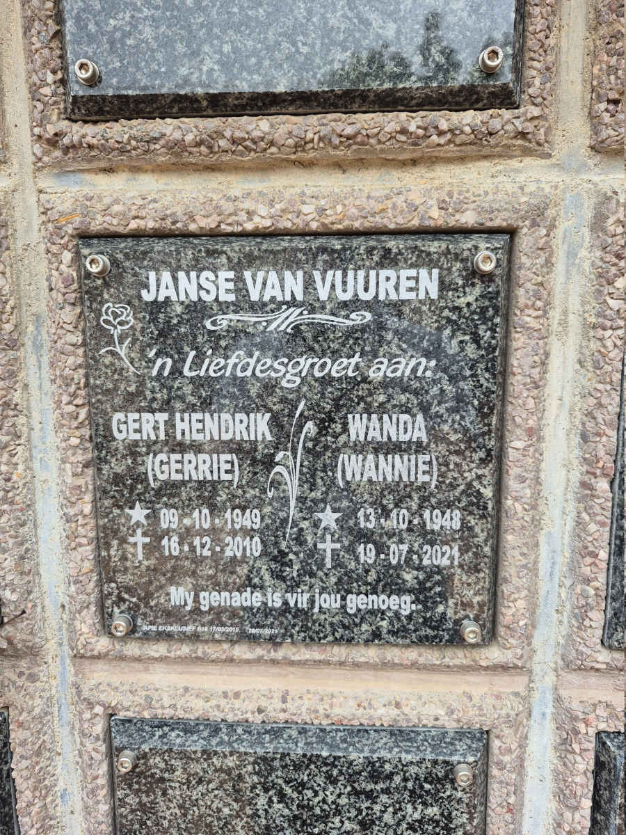 VUUREN Gert Hendrik, Janse van 1949-2010 & Wanda 1948-2021