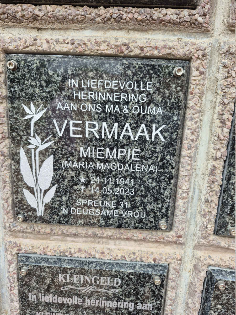 VERMAAK Maria Magdalena 1941-2023