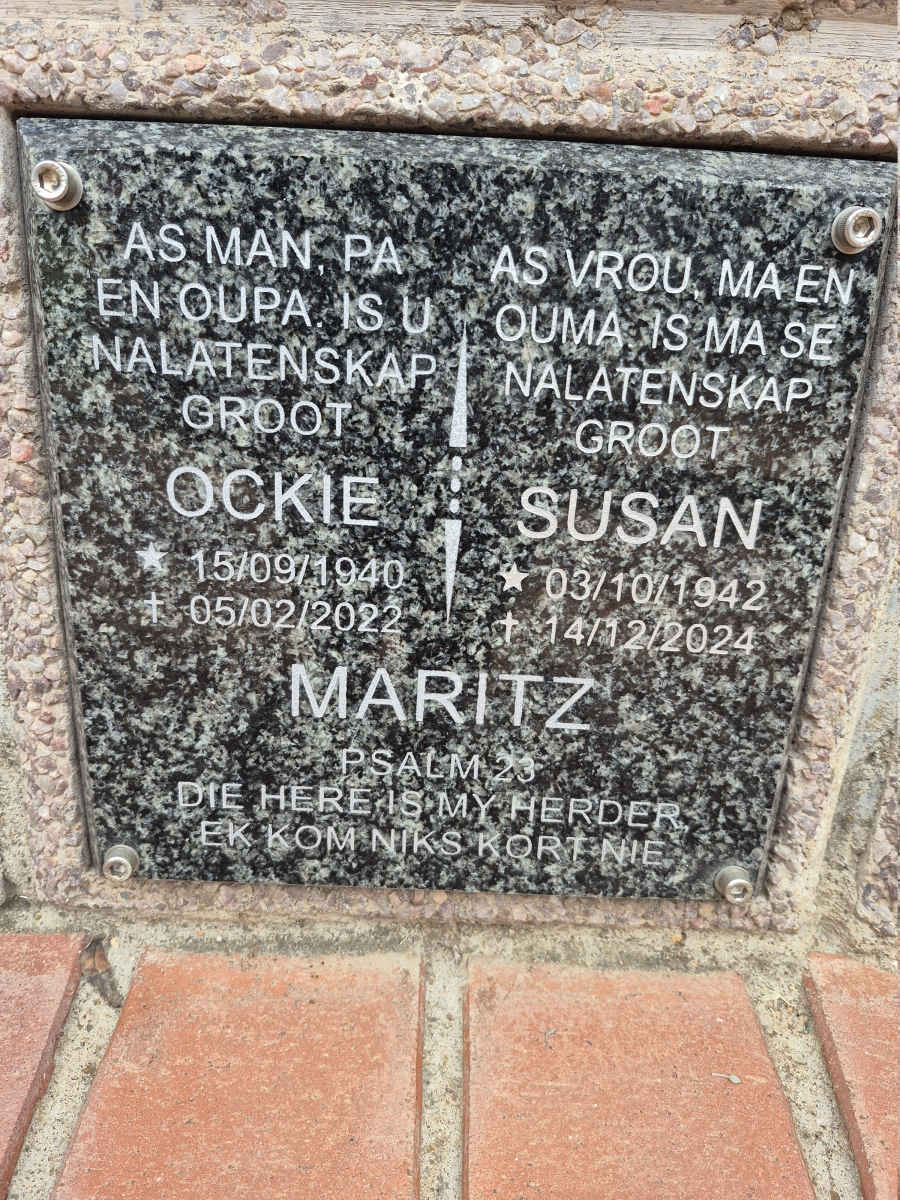 MARITZ Ockie 1940-2022 & Susan 1942-2024