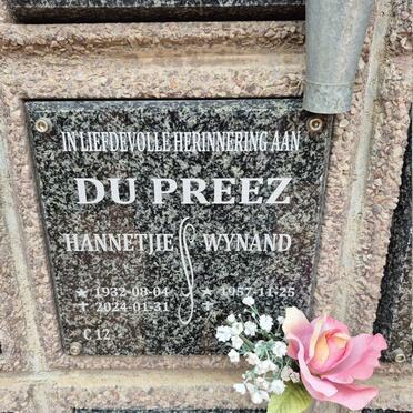 PREEZ , Hannetjie, du 1932-1924 :: Wynand 1957-