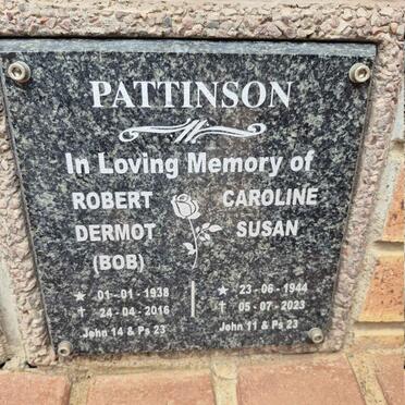 PATTINSON Robert Dermot 1938-2016 & Carolina Susan 1944-2023