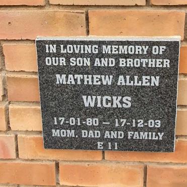 WICKS Mathew Allen 1980-2003