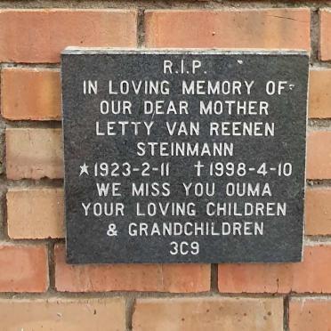 STEINMANN Letty van Reenen 1923-1998