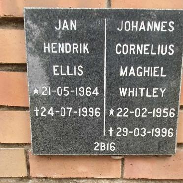 WHITLEY Johannes Cornelius Maghiel 1956-1996 :: ELLIS Jan Hendrik 1964-1996