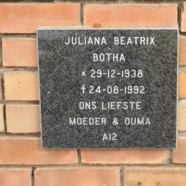 BOTHA Juliana Beatrix 1938-1992