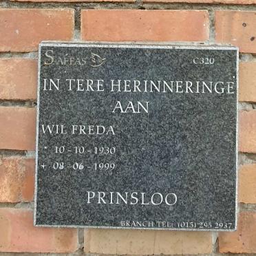 PRINSLOO Wil Freda 1930-1999